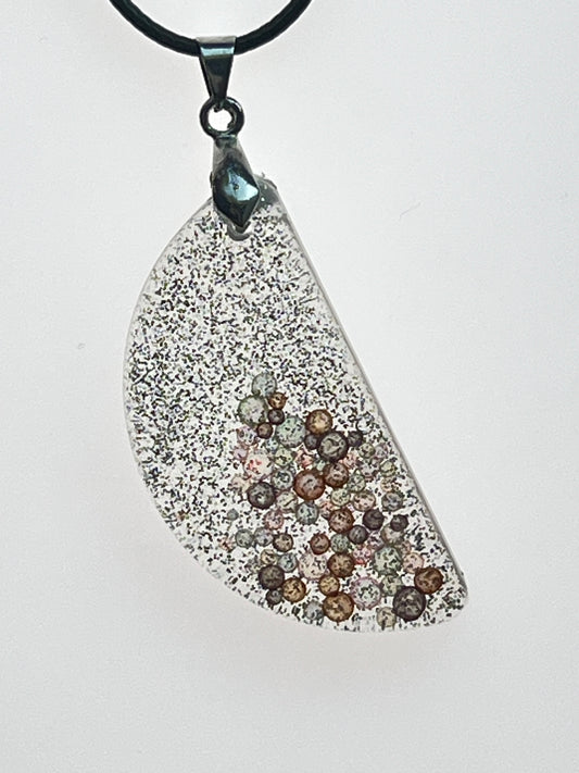 Frosted Sail — Silver & Amber Bubble Resin Pendant