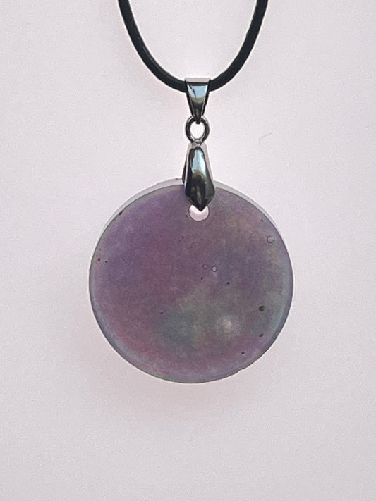 Twilight Moon — Amethyst & Slate Resin Pendant
