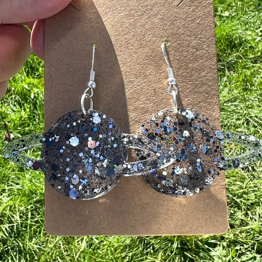 Cosmic Saturn Resin Earrings