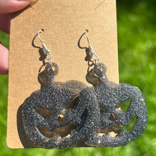 Midnight Jack-O'-Lantern Resin Earrings