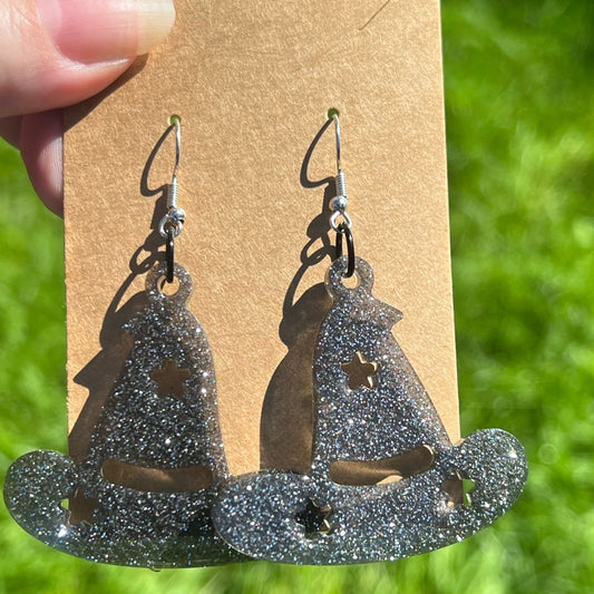 Starry Witch Hat Resin Earrings
