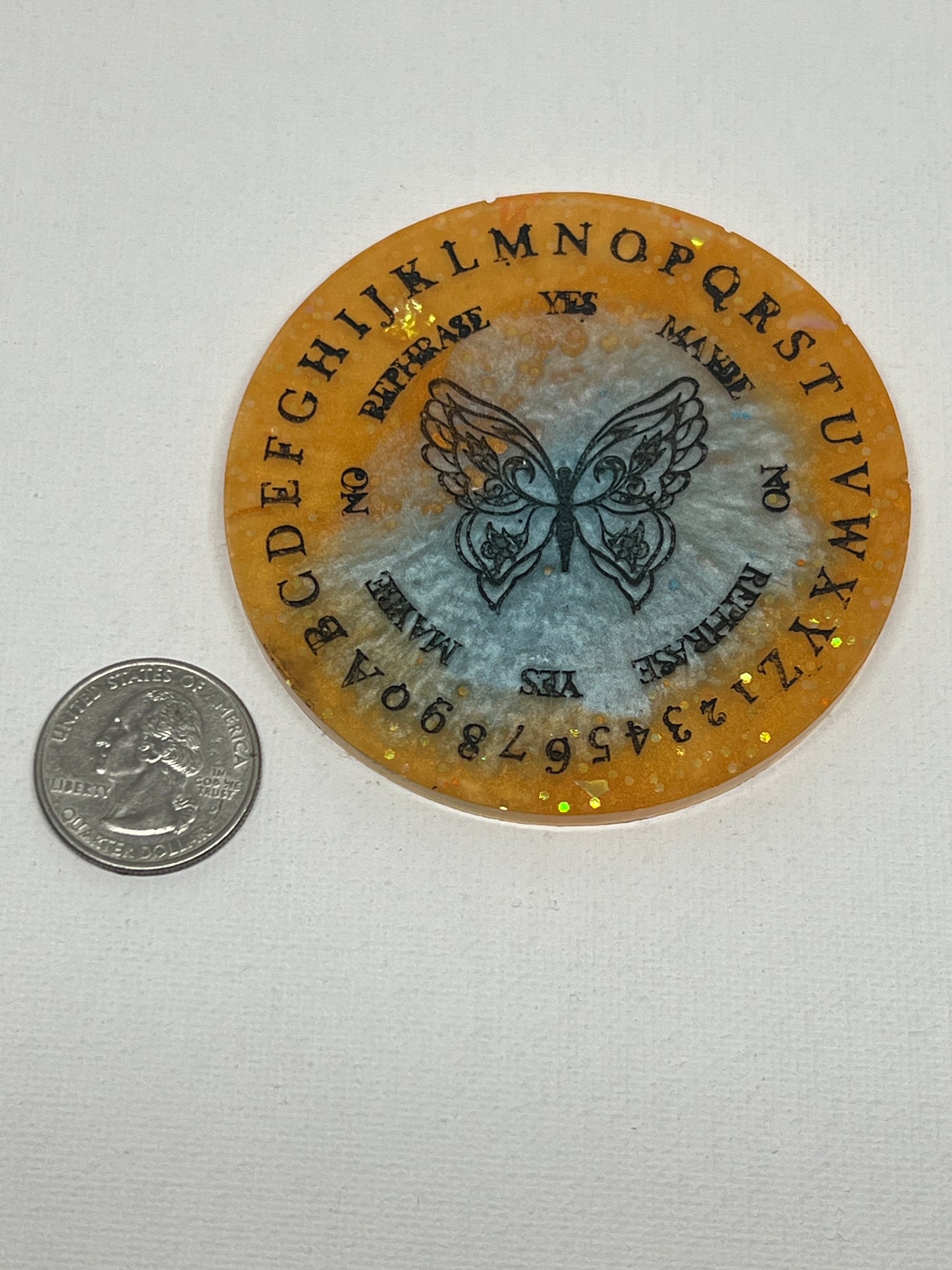 🦋 Golden Chrysalis Butterfly Talking Board | Mini Transformation Divination Disc (3”)