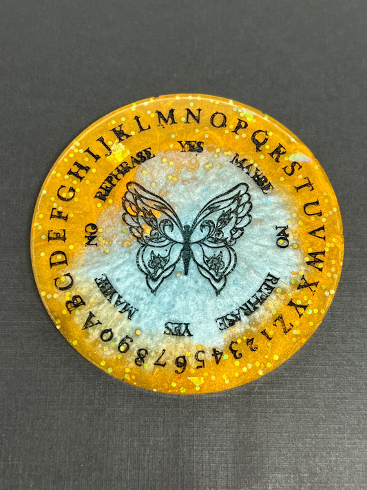 🦋 Golden Chrysalis Butterfly Talking Board | Mini Transformation Divination Disc (3”)