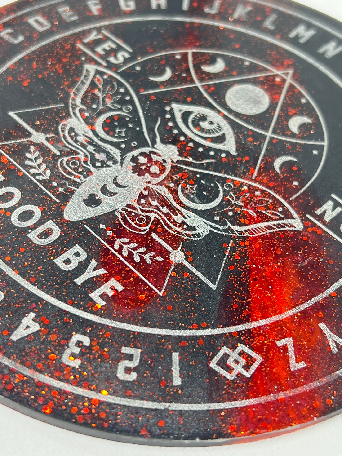 🌑 Cinder Veil Moth Talking Board | Shadow Intuition Divination Disc (6”)