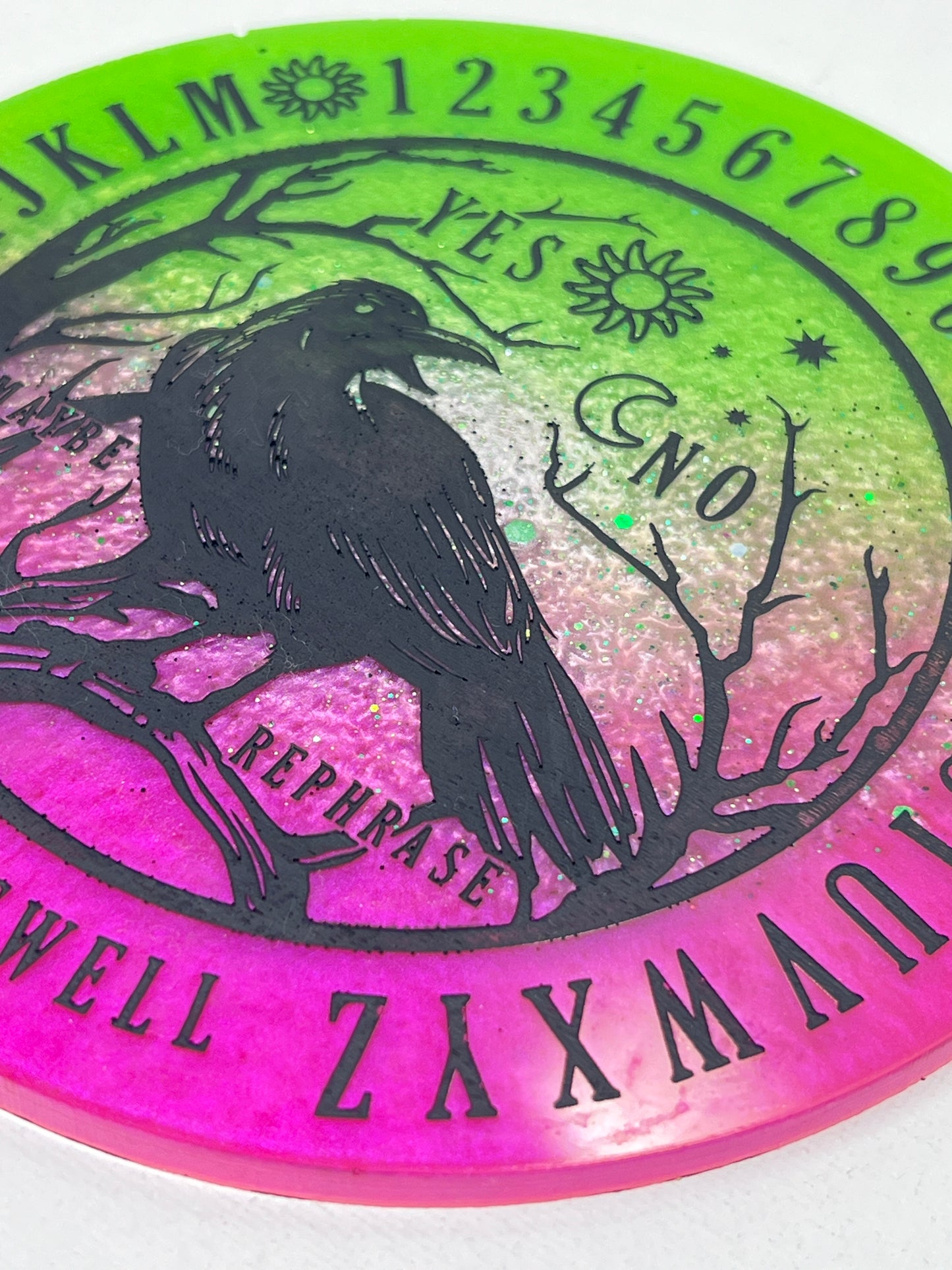 🌈 Prism Veil Raven Talking Board | Liminal Insight Divination Disc (6”)