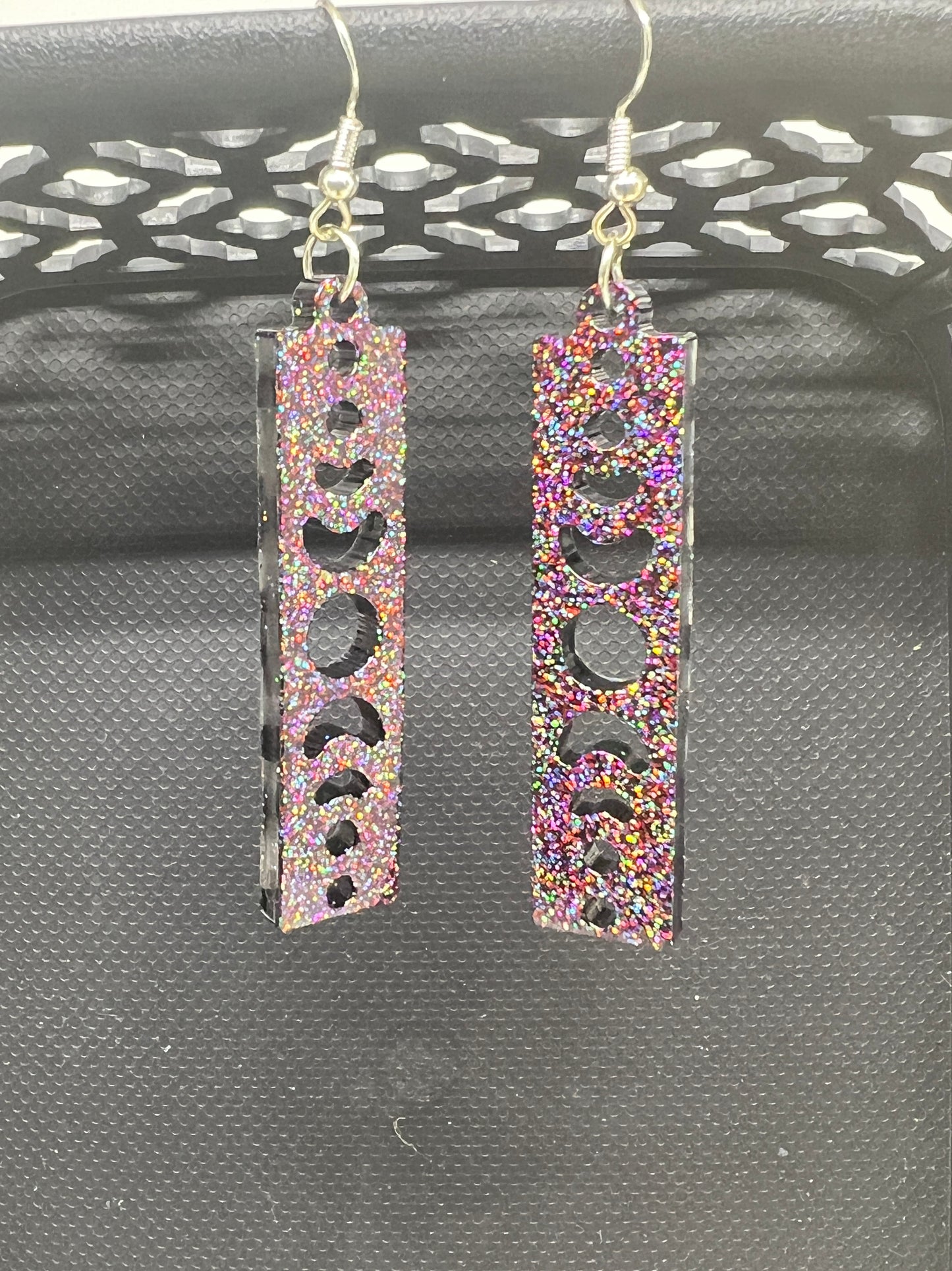 Celestial Spectrum Moon Phase Resin Earrings
