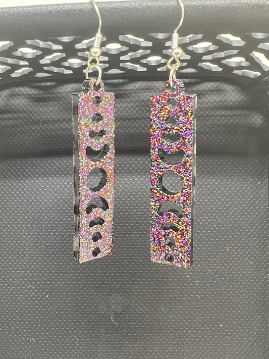 Celestial Spectrum Moon Phase Resin Earrings