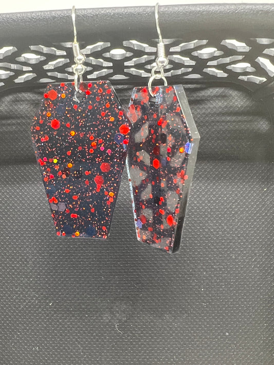 Midnight Hex Coffin Earrings