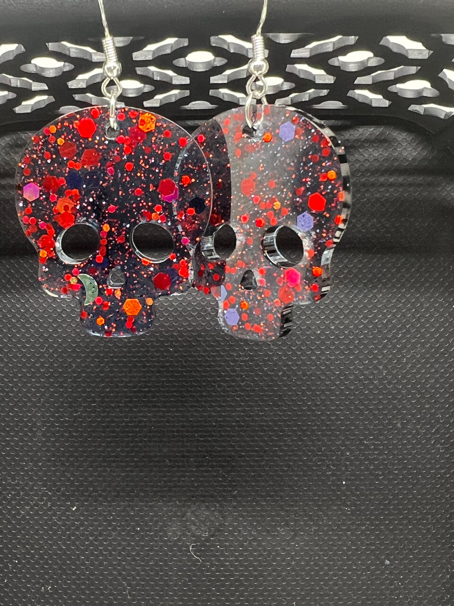 Midnight Inferno Skull Earrings