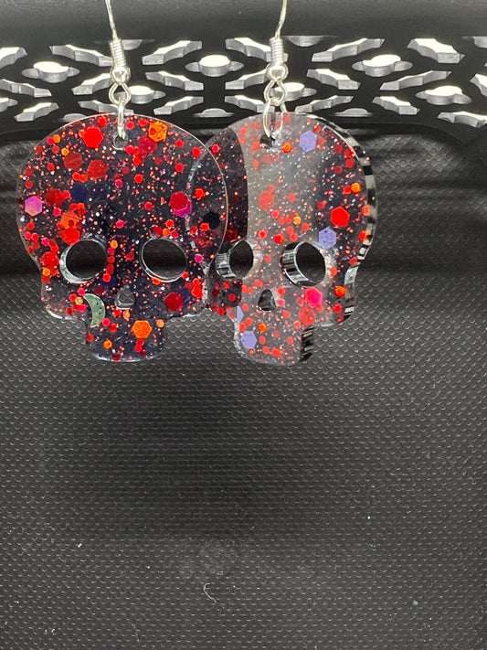 Midnight Inferno Skull Earrings