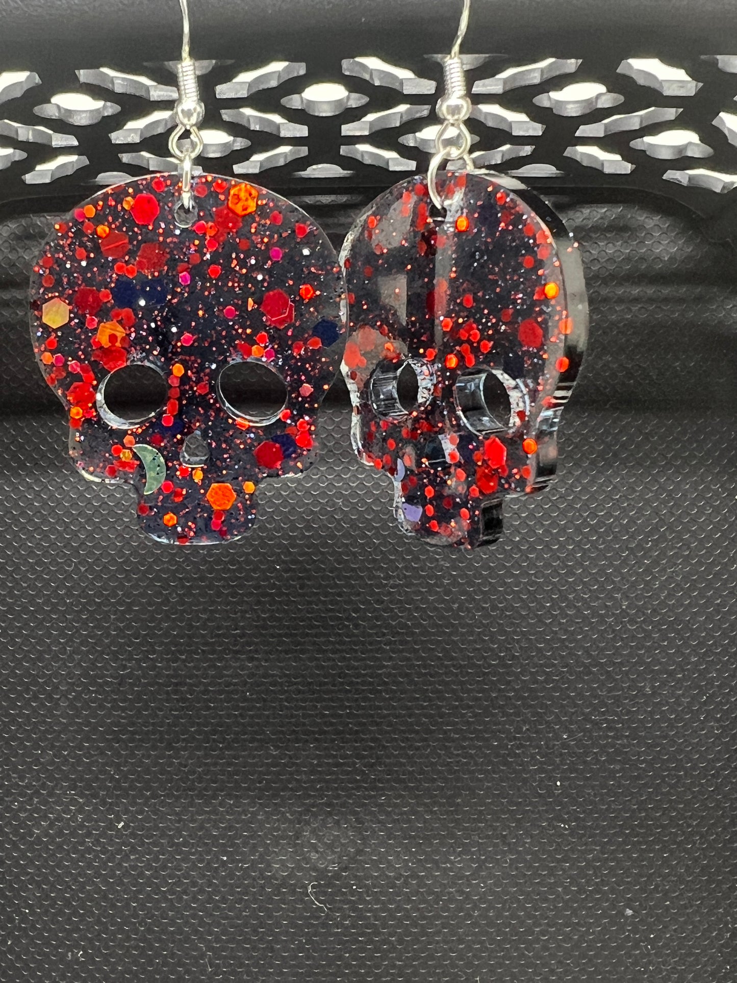 Midnight Inferno Skull Earrings