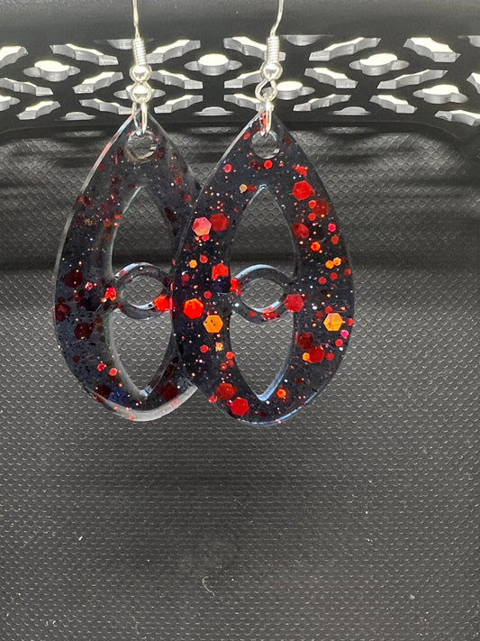 Midnight Bloom Speckled Teardrop Earrings