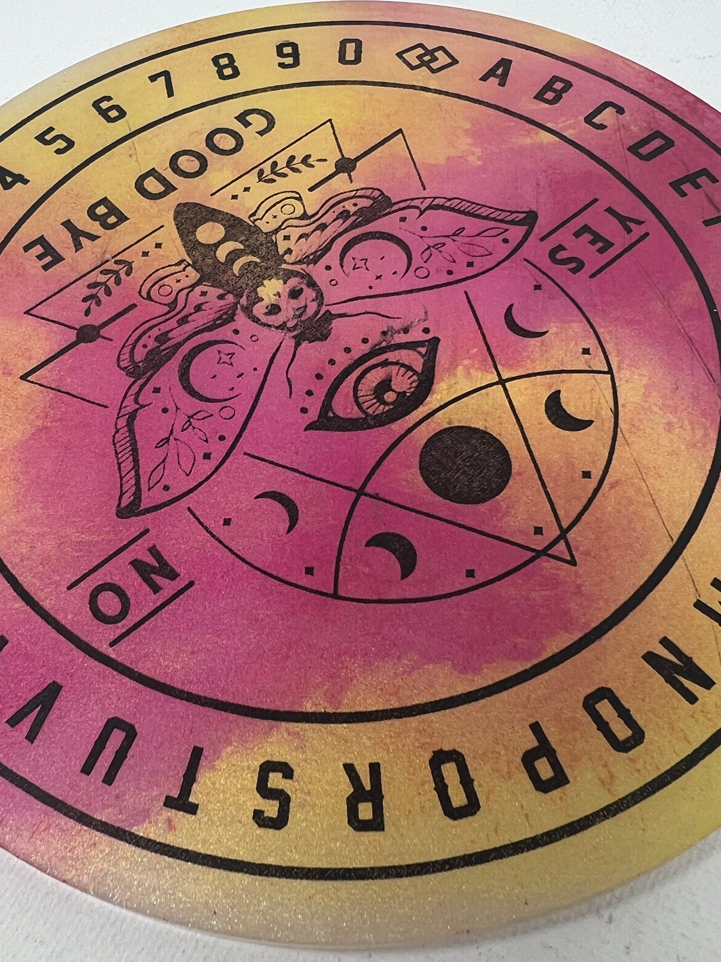 🌙 Aurora Drift Moth Talking Board | Sunset Intuition Divination Disc (6”)