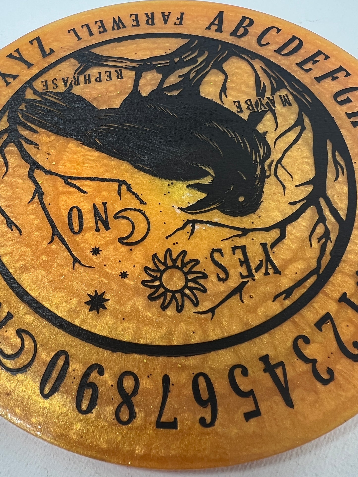 🌞 Solar Omen Raven Talking Board | Golden Path Divination Disc (6”)
