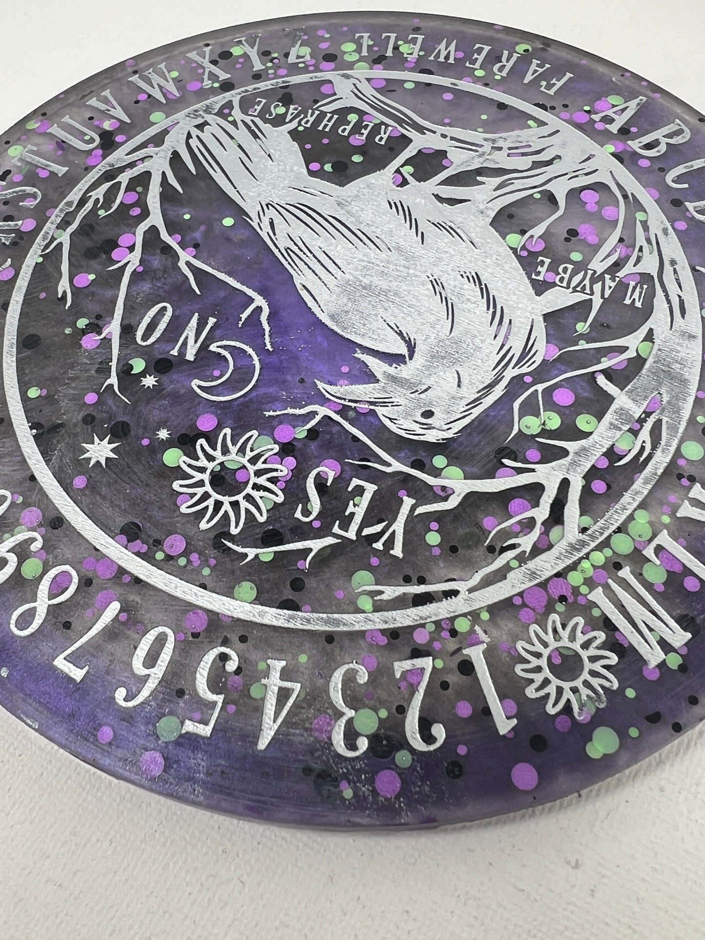 🌌 Amethyst Night Raven Talking Board | Cosmic Veil Divination Disc (6”)