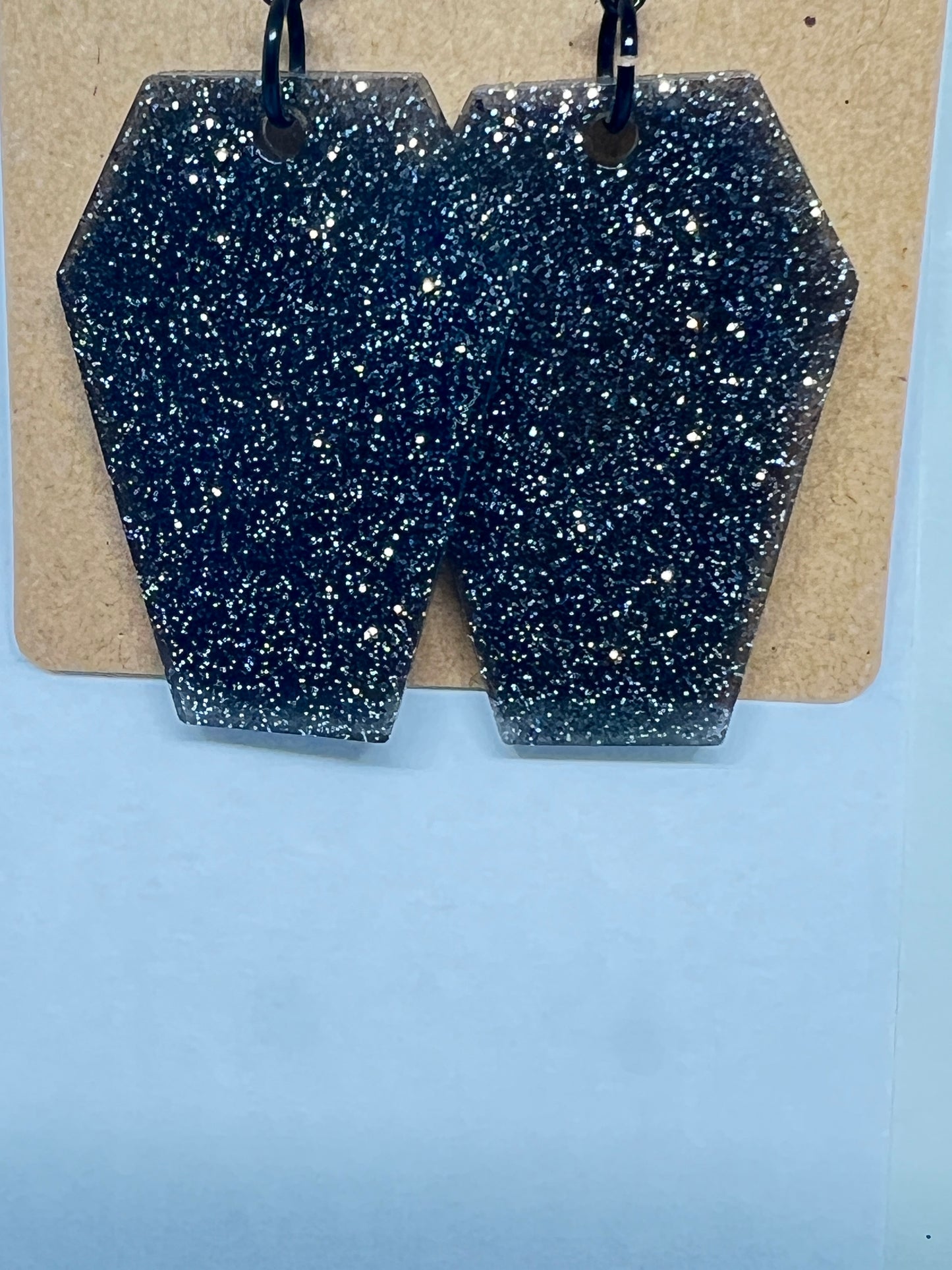 Midnight Spark Coffin Resin Earrings