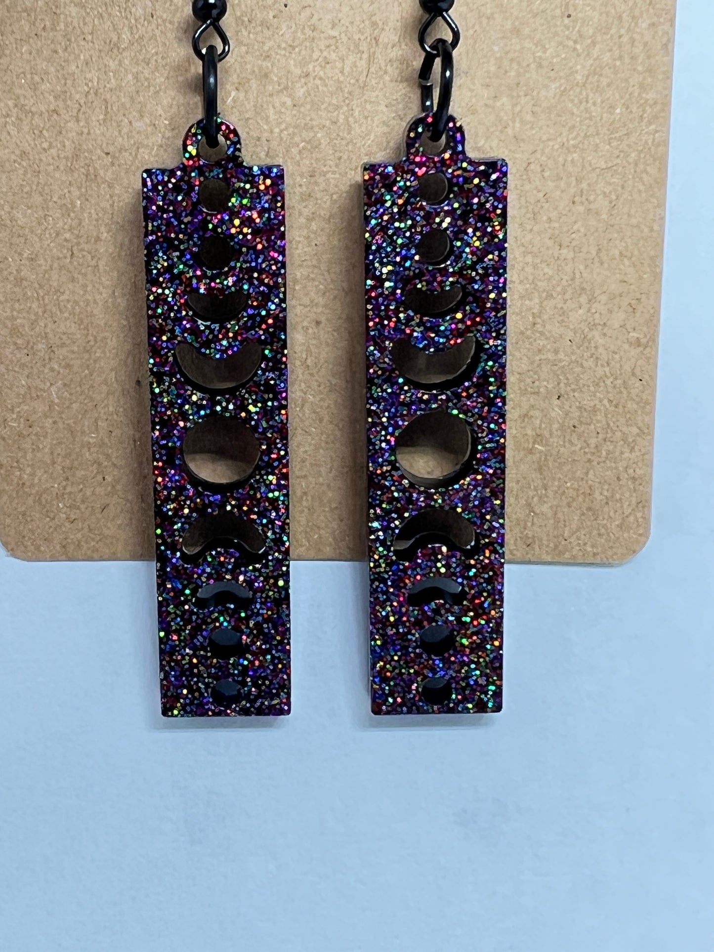 Celestial Spectrum Moon Phase Resin Earrings