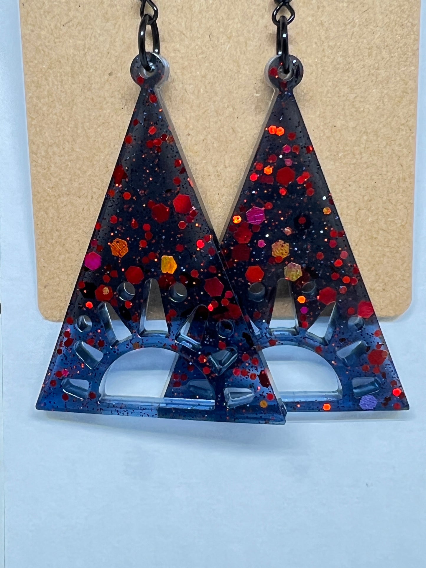 Ember Sunburst Triangle Earrings