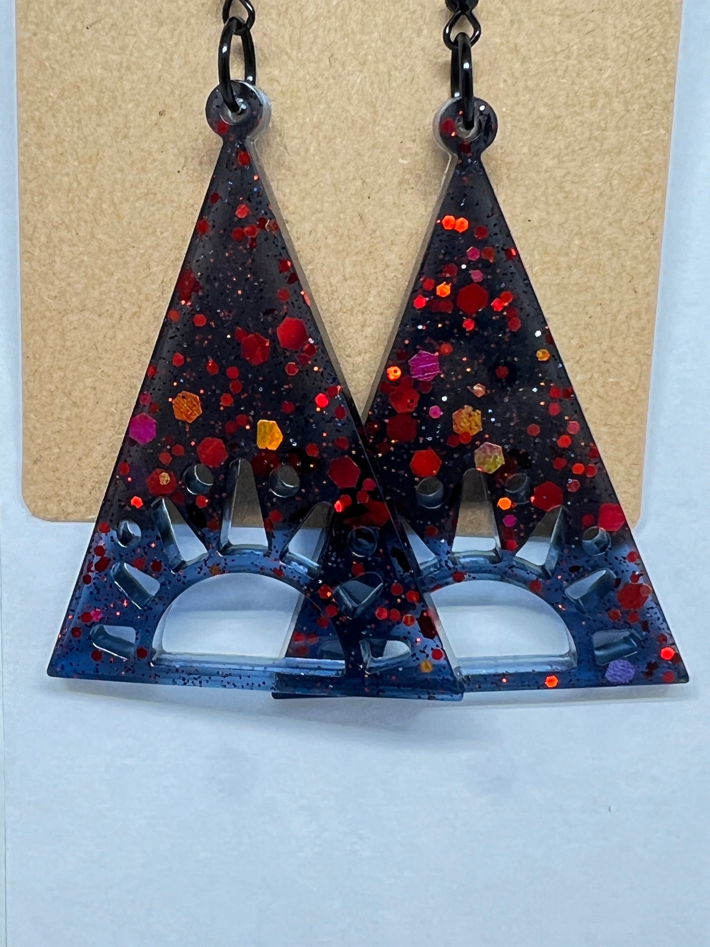 Ember Sunburst Triangle Earrings