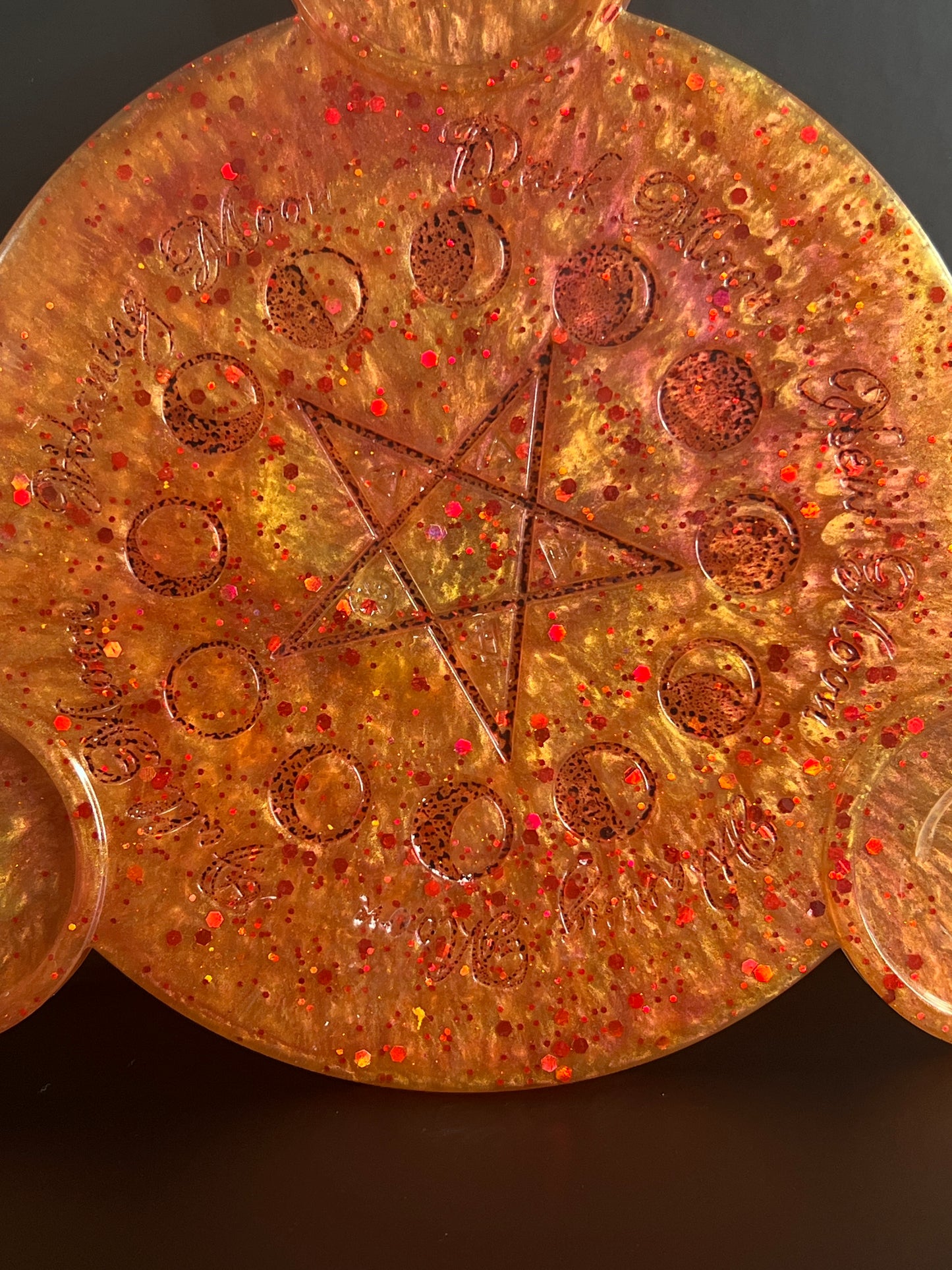🔥 Harvest Ember Moon-Phase Ritual Altar Candle Tray | Autumn Fire Pentacle