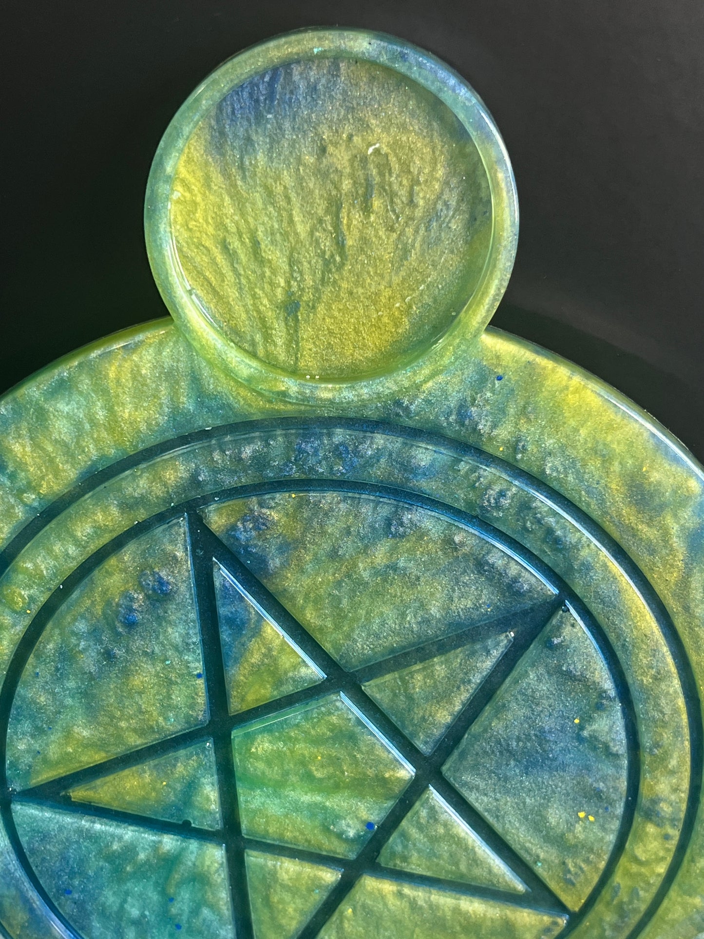 ๐๐จ Tidewhisper Ritual Altar Candle Tray | Ocean & Sky Elemental Pentacle