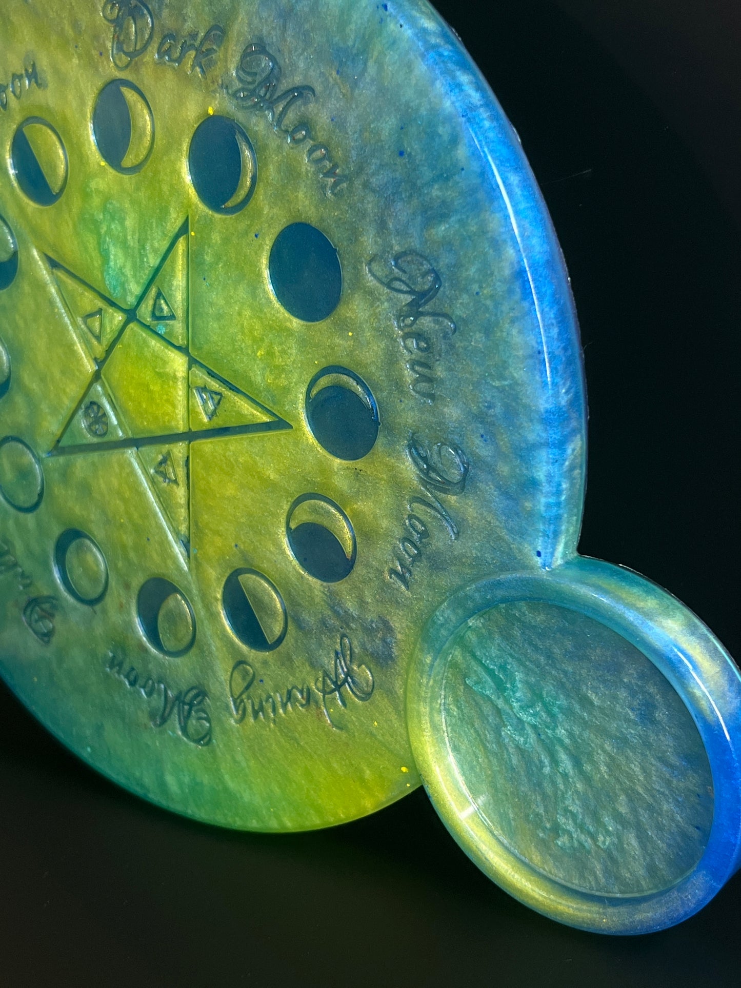 ๐๐ Electric Meadow Moon-Phase Ritual Altar Candle Tray | Air & Earth Fusion Pentacle