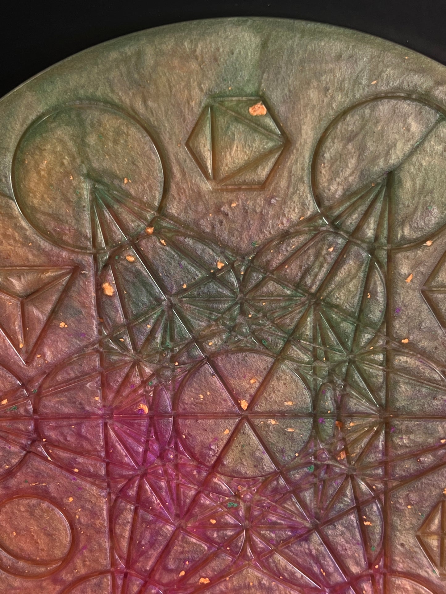 ✨ Aurora Veil Sacred Geometry Tray | Ethereal Altar Grid Disc