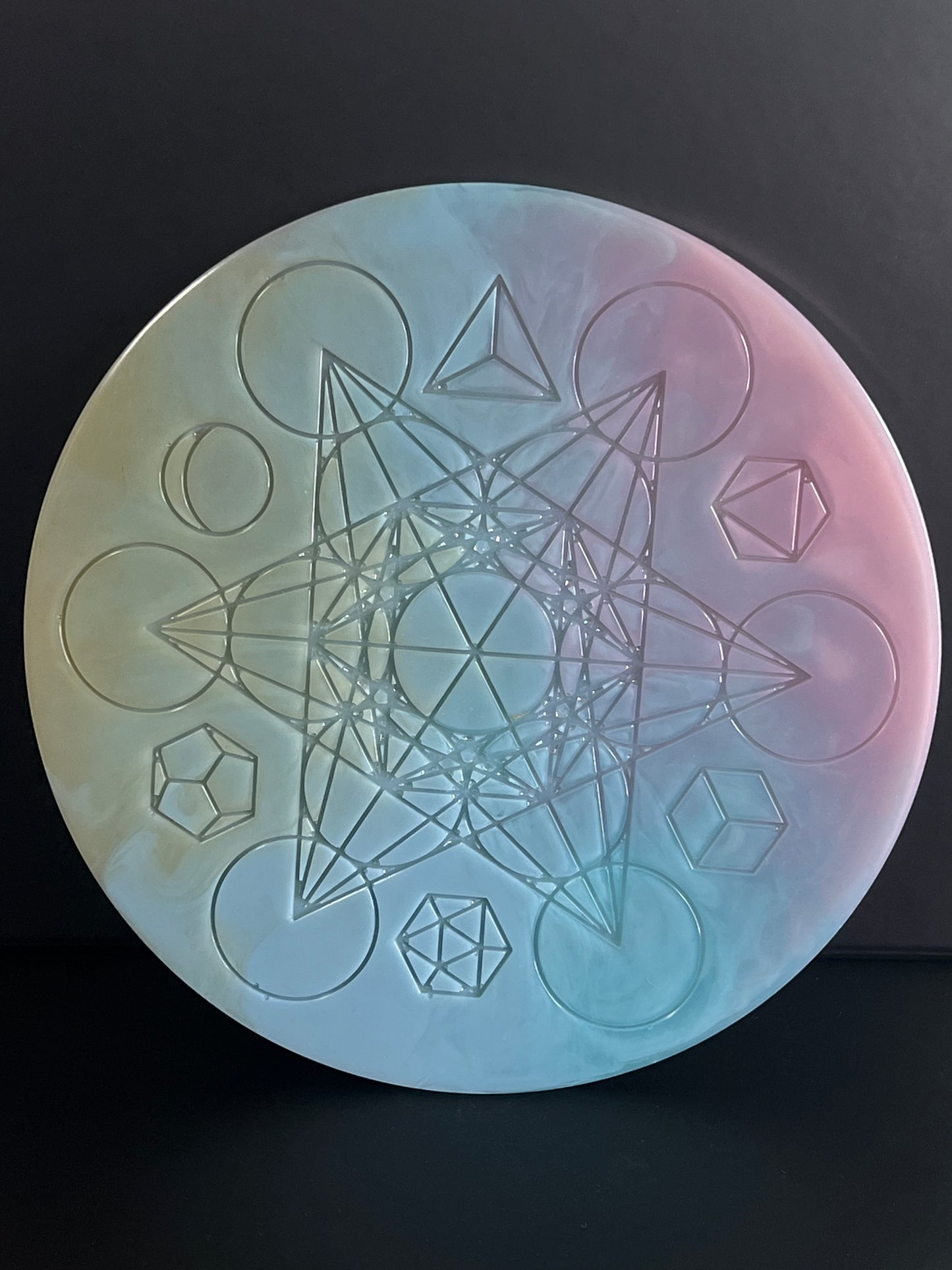 ✨ Celestial Dawn Sacred Geometry Tray | Pastel Aura Altar Disc