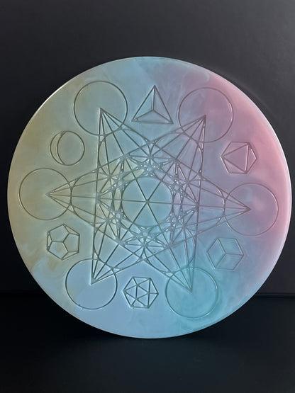 ✨ Celestial Dawn Sacred Geometry Tray | Pastel Aura Altar Disc