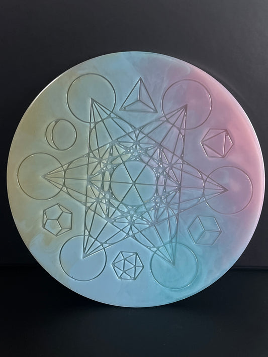 ✨ Celestial Dawn Sacred Geometry Tray | Pastel Aura Altar Disc