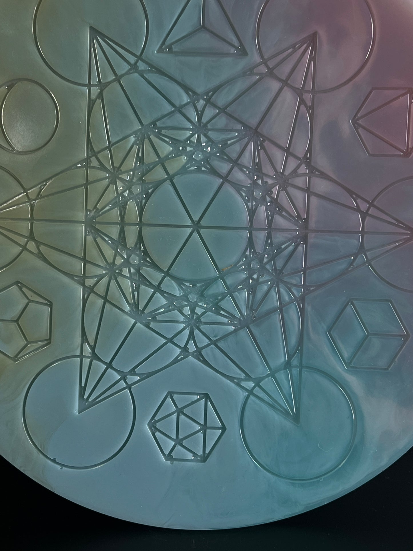 ✨ Celestial Dawn Sacred Geometry Tray | Pastel Aura Altar Disc