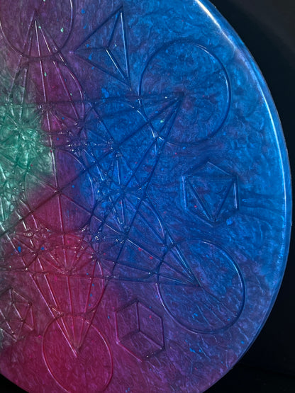 ✨ Cosmic Tide Sacred Geometry Tray | Deep Space Altar Grid Disc