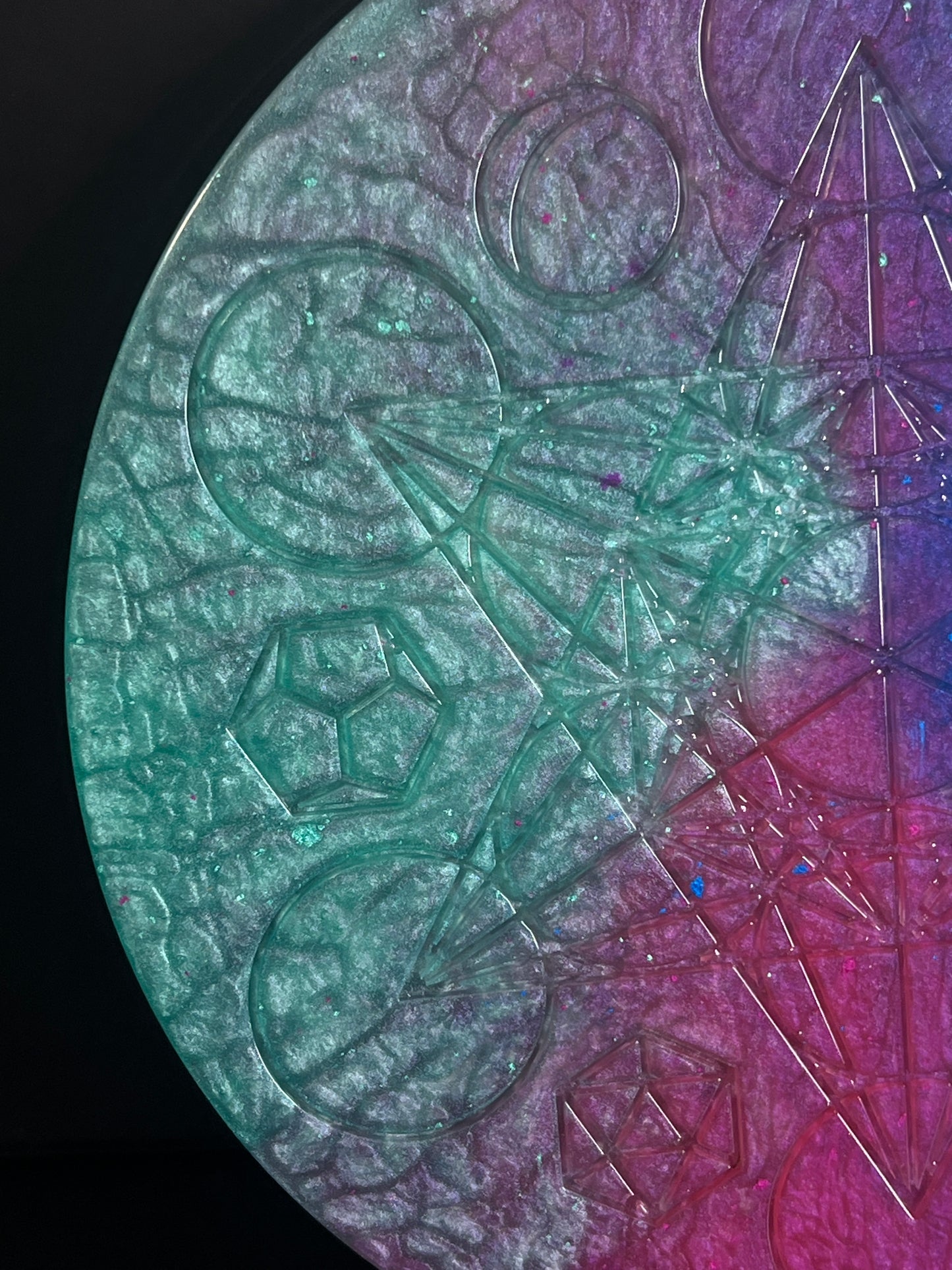 ✨ Cosmic Tide Sacred Geometry Tray | Deep Space Altar Grid Disc