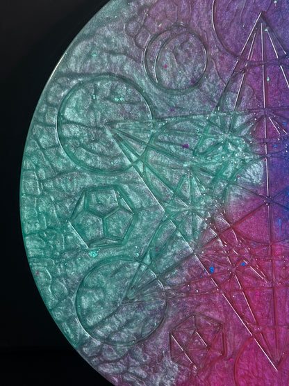 ✨ Cosmic Tide Sacred Geometry Tray | Deep Space Altar Grid Disc