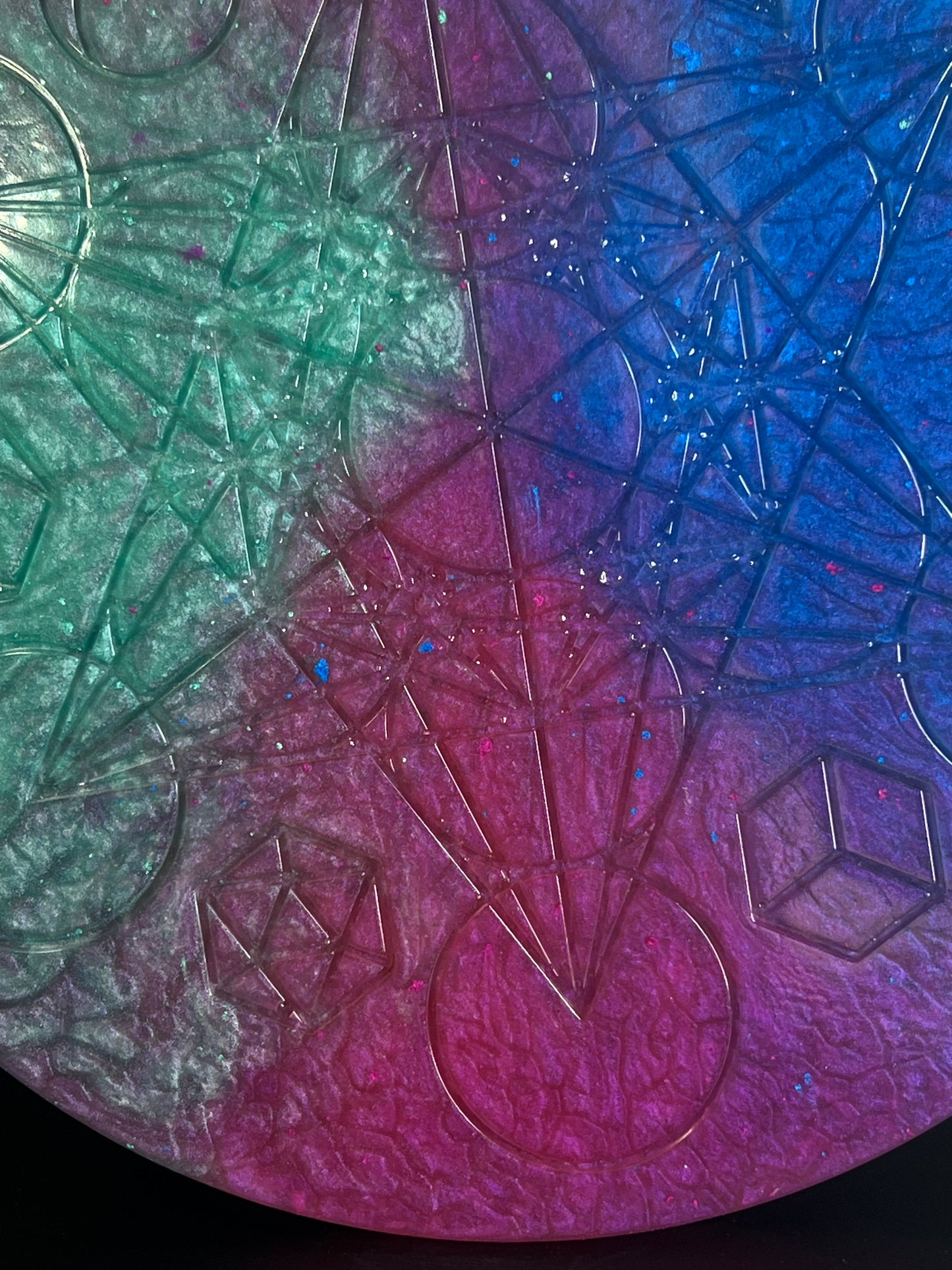 ✨ Cosmic Tide Sacred Geometry Tray | Deep Space Altar Grid Disc