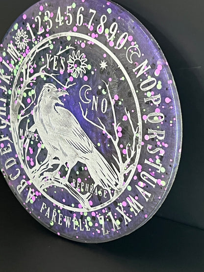 🌌 Amethyst Night Raven Talking Board | Cosmic Veil Divination Disc (6”)