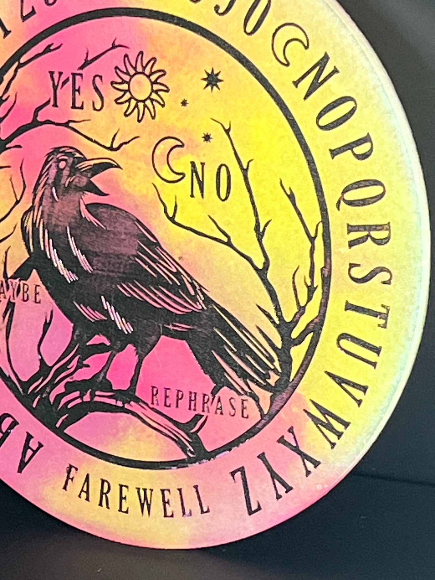 🌞 Solar Dusk Raven Talking Board | Golden Horizon Divination Disc (6”)