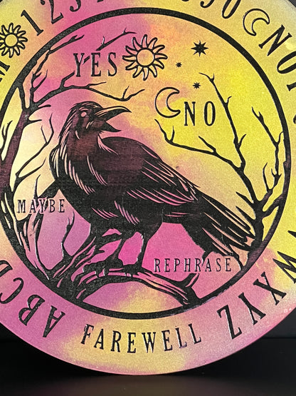 🌞 Solar Dusk Raven Talking Board | Golden Horizon Divination Disc (6”)