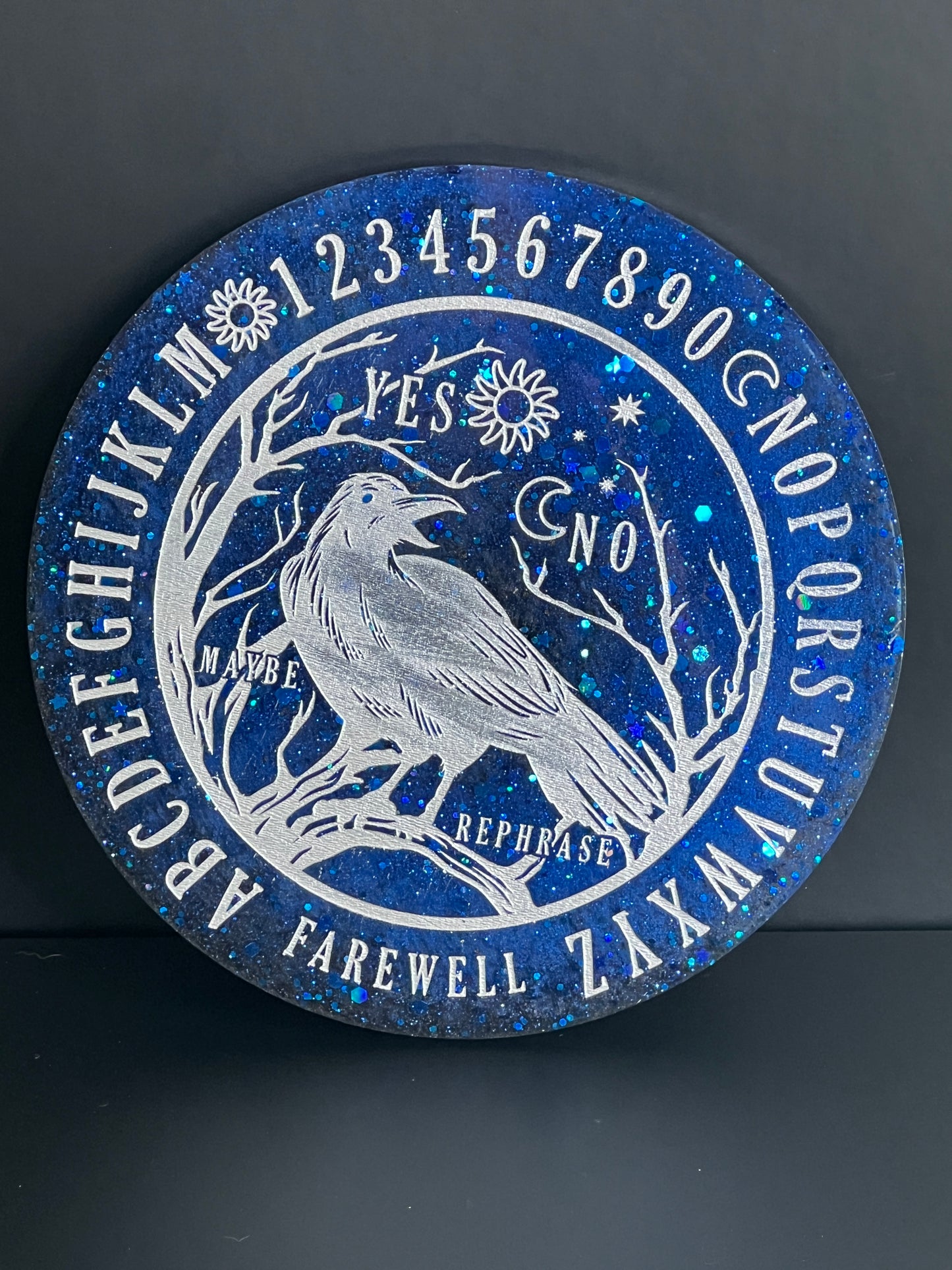 🌌 Midnight Oracle Raven Talking Board | Star-Forged Divination Disc (6”)