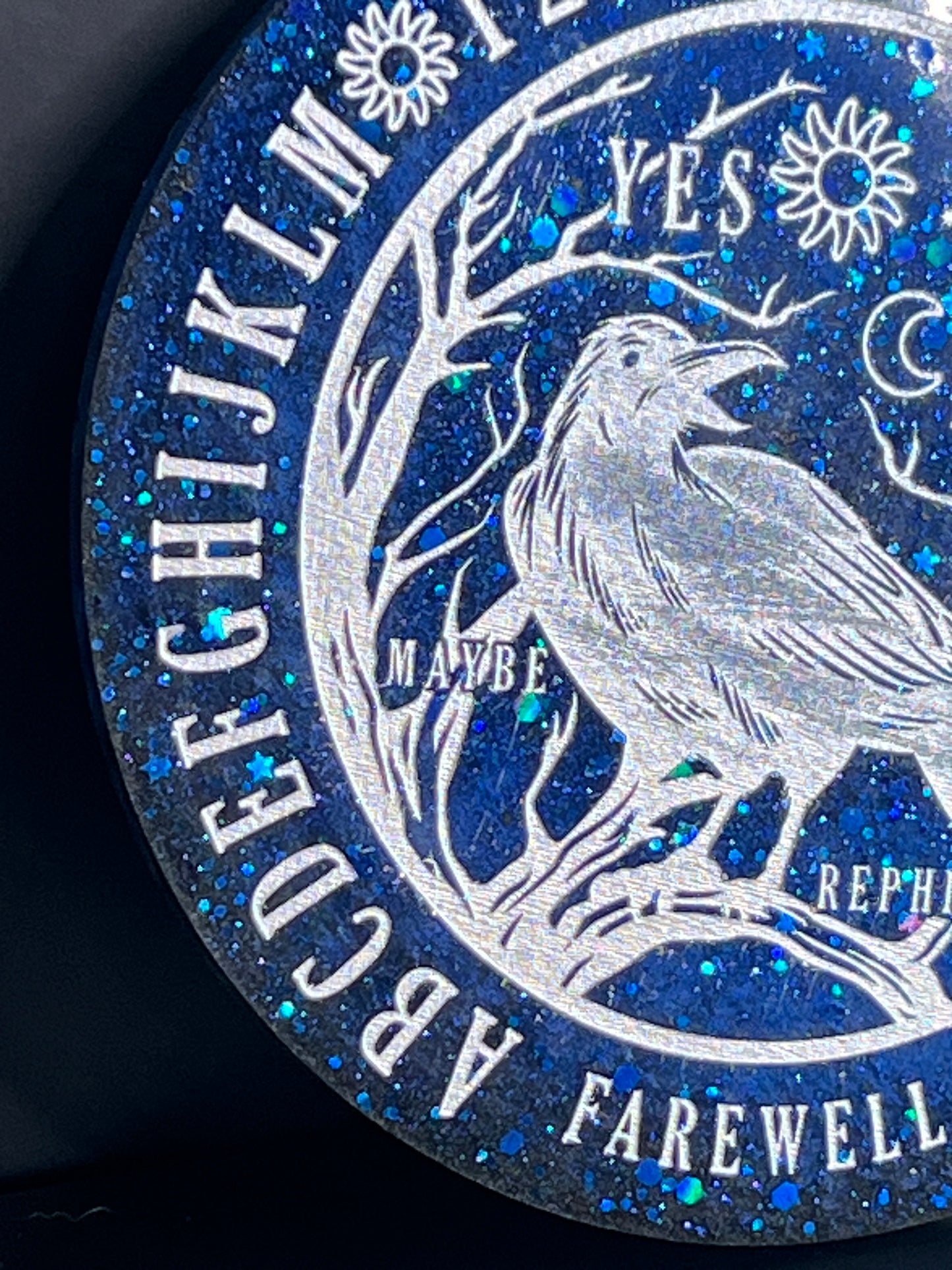 🌌 Midnight Oracle Raven Talking Board | Star-Forged Divination Disc (6”)