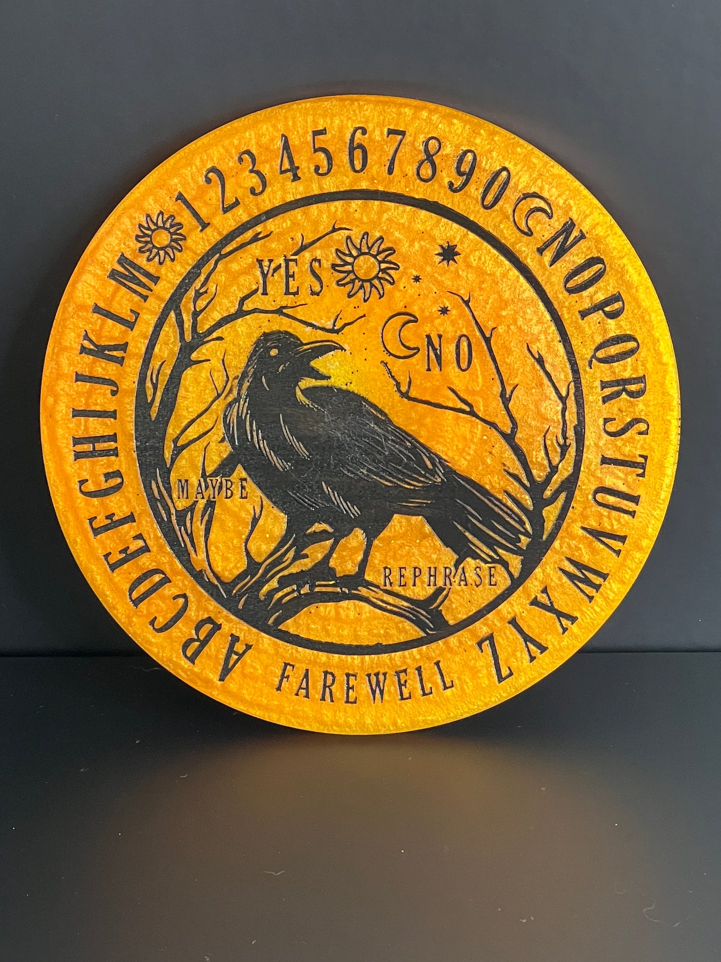 🌞 Solar Omen Raven Talking Board | Golden Path Divination Disc (6”)