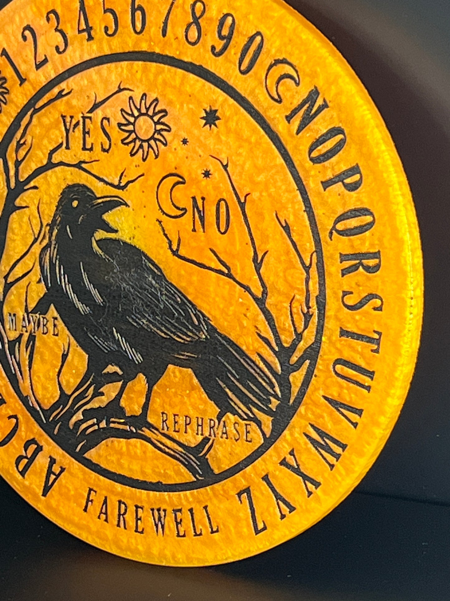 🌞 Solar Omen Raven Talking Board | Golden Path Divination Disc (6”)