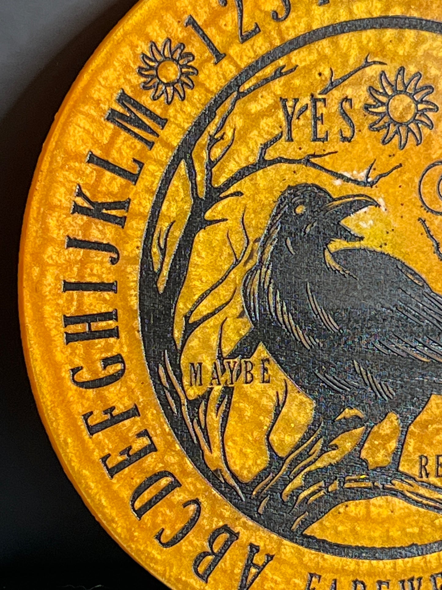 🌞 Solar Omen Raven Talking Board | Golden Path Divination Disc (6”)