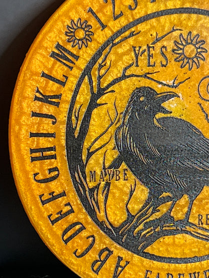 🌞 Solar Omen Raven Talking Board | Golden Path Divination Disc (6”)