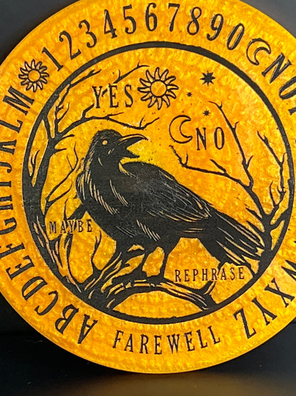 🌞 Solar Omen Raven Talking Board | Golden Path Divination Disc (6”)