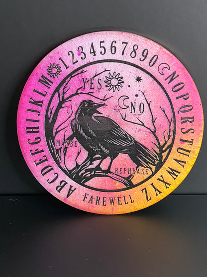 🌅 Twilight Ember Raven Talking Board | Sunset Omen Divination Disc (6”)