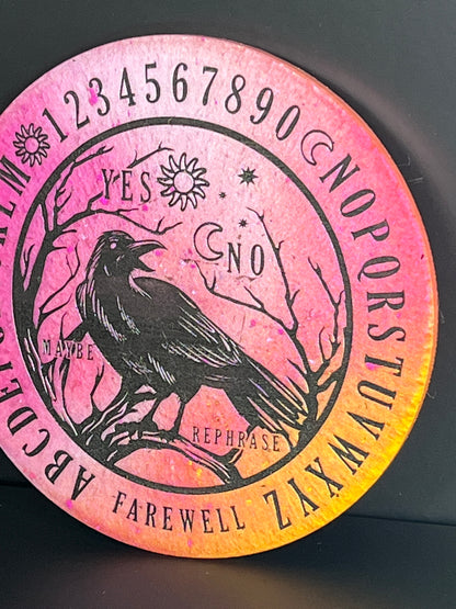 🌅 Twilight Ember Raven Talking Board | Sunset Omen Divination Disc (6”)