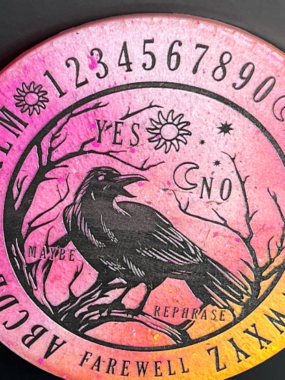 🌅 Twilight Ember Raven Talking Board | Sunset Omen Divination Disc (6”)