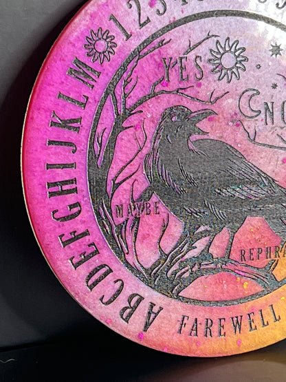 🌅 Twilight Ember Raven Talking Board | Sunset Omen Divination Disc (6”)