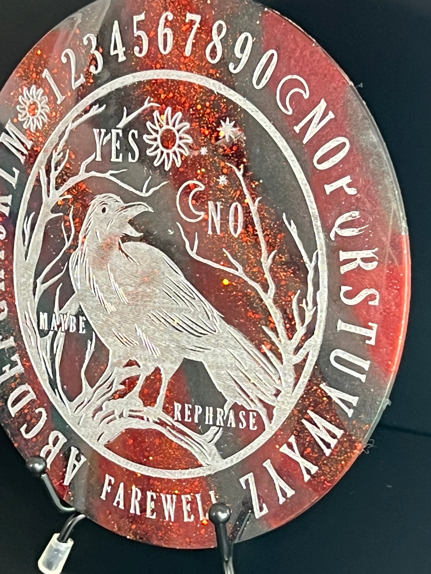 🩸 Crimson Omen Raven Talking Board | Shadow Flame Divination Disc (6”)